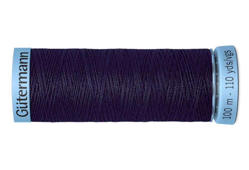 Нитки шелковые Gutermann Silk S303, 100м, 387 чернильно-черный, 5 катушек