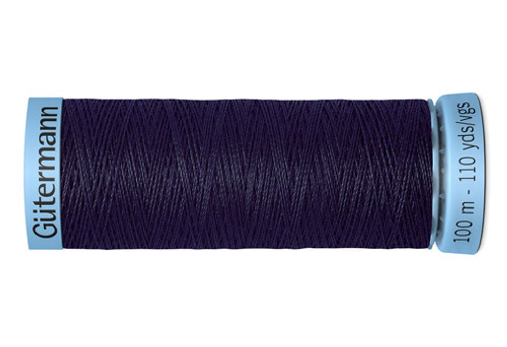 Нитки шелковые Gutermann Silk S303, 100м, 387 чернильно-черный, 5 катушек /TOS/