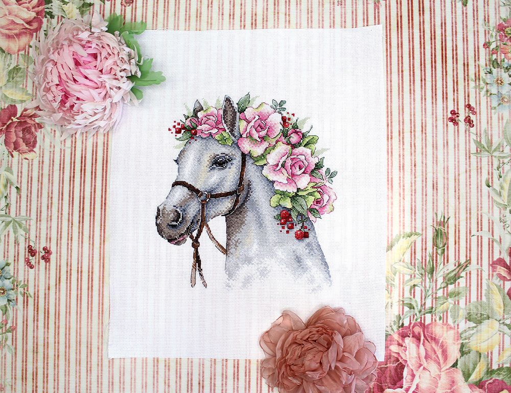 Набор для вышивания нитками МП Студия, Лошадь, 23х20 см