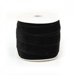 Лента бархатная (тесьма) эластичная 25.0 мм / 22.86±1 метров, арт.EL25VR03 нейлон цв.черный