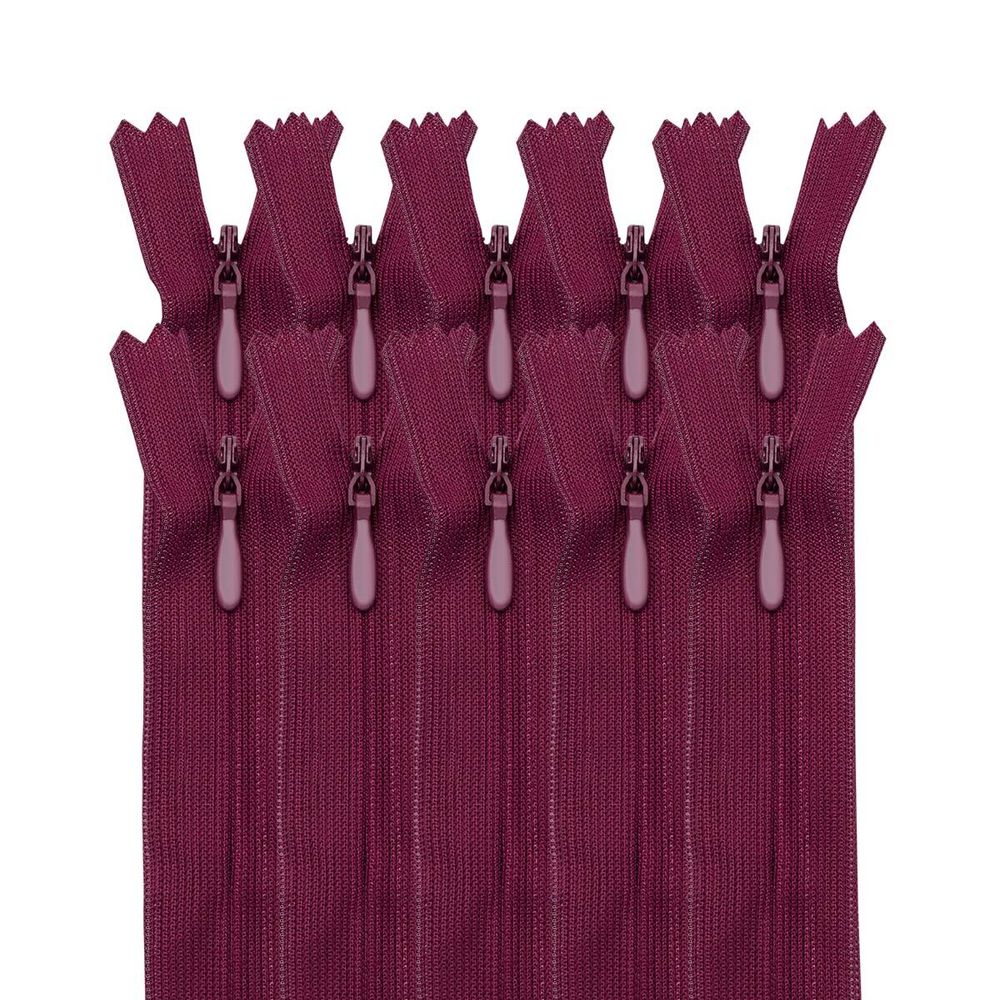 Молния потайная (скрытая) Т3 (3 мм) 1 зам., н/раз., 50 см, сливов. нейлон, 31322 / 50, 10 шт