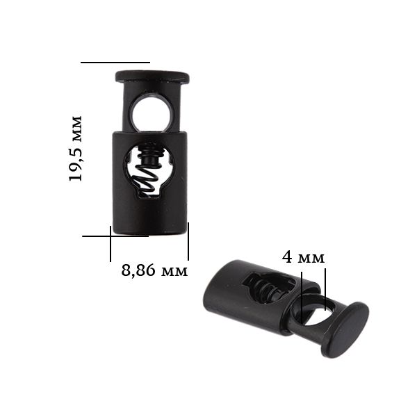 Фиксатор (зажим) для шнура металл 1 отв., 19.5х8.86 мм, (in ⌀4 мм), OR.0305-5338, цв. мат.черный, уп. 100 шт