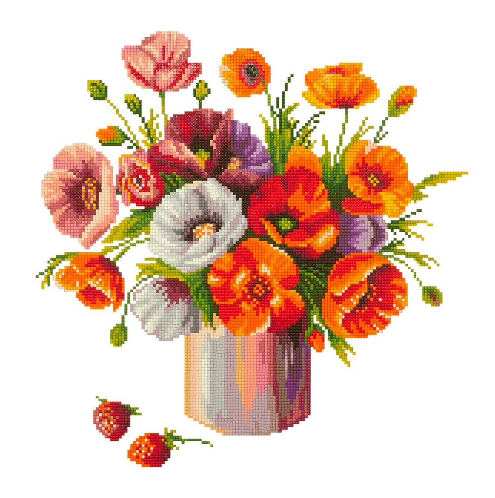 Алмазная (кристальная) мозаика Фрея, Букет маков, 40х40 см