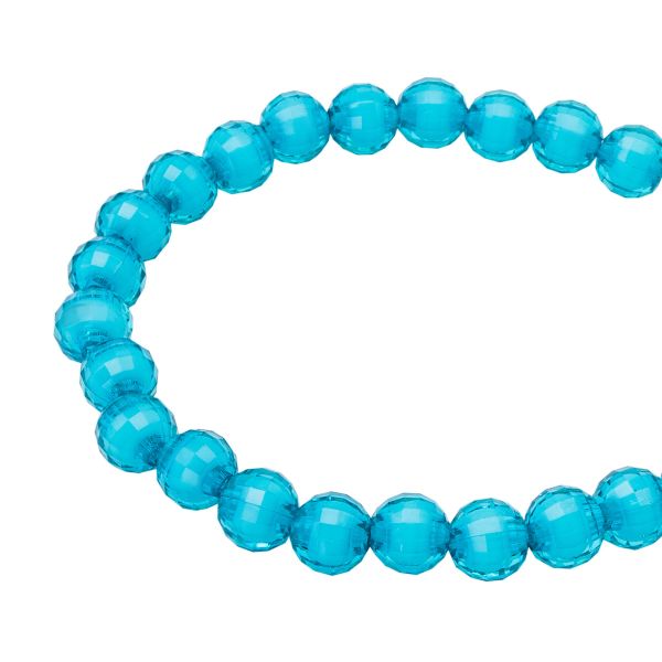 Бусины акрил ⌀8 мм, 500 г, цвет. с белой сердц., круглые часто гран., 7 голубой, Astra&Craft LY-162