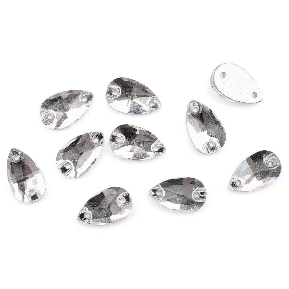 Хрустальные стразы пришивные формы капля, белый 7х12 мм 10 шт/упак., ХК001НН712