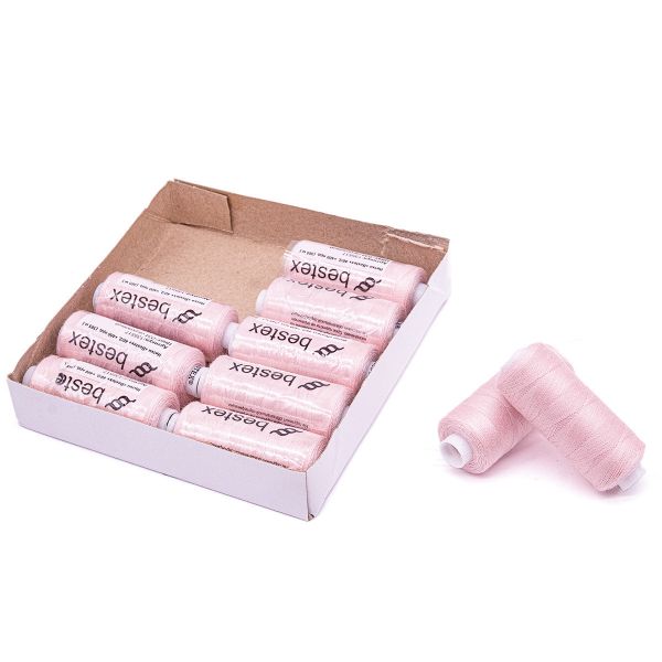 Нитки швейные бытовые Bestex 40/2, 365 м (400 ярд) / 10 кат., 034 светло-розовый