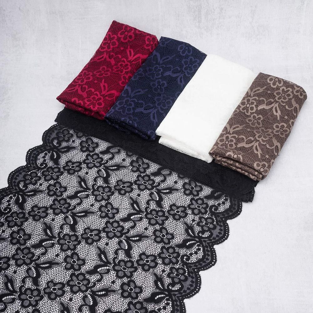 Набор эластичного кружева 400 мм, 5 шт по 1.5 метра ±5 см, ассорти