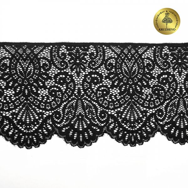 Кружево эластичное (стрейч) 110 мм, 40992PP цв.черный уп.25м, Kruzhevo