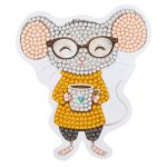 Кристальная (алмазная) мозаика Фрея ALVM-126, магнит, Мышка с чаем, 9.5х10.5 см