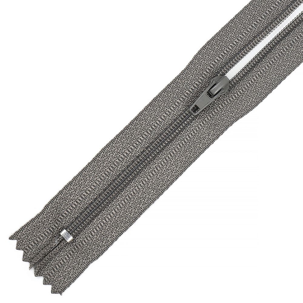 Молния спираль (витая) брючная Т4 (4 мм) 1 зам., н/раз., 20 см, автомат, цв.S860 серый уп.100 шт