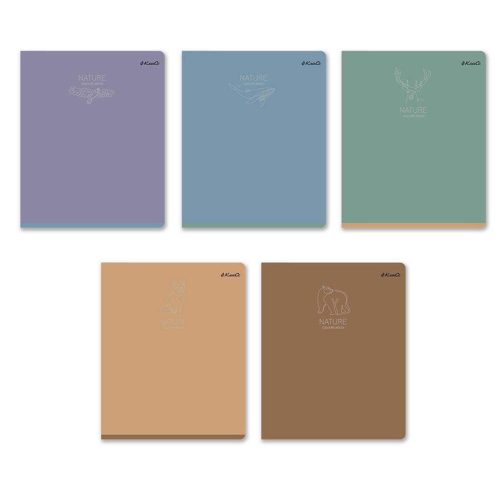 Тетрадь ученическая общая, пантон, A5+ 96 л. на скобе 60 г/м², белизна 100%, 5 шт, клетка в термоусадочной пленке, 000786 Заповедный мотив, Светоч 96ТЕТк-005