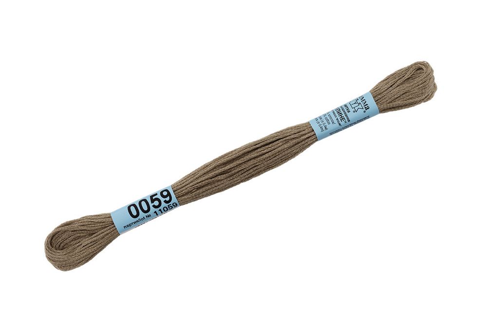 Мулине Gamma 100% хлопок, цв.0059 сер-зеленый, 24 мотка по 8 метров