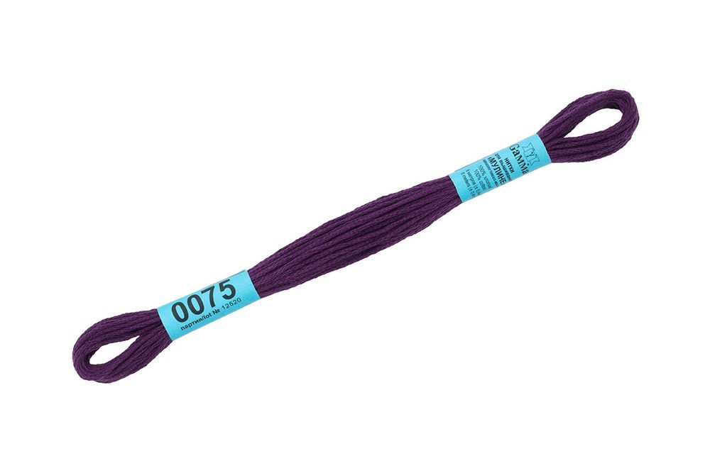 Мулине Gamma 100% хлопок, цв.0075 т.лиловый, 24 мотка по 8 метров