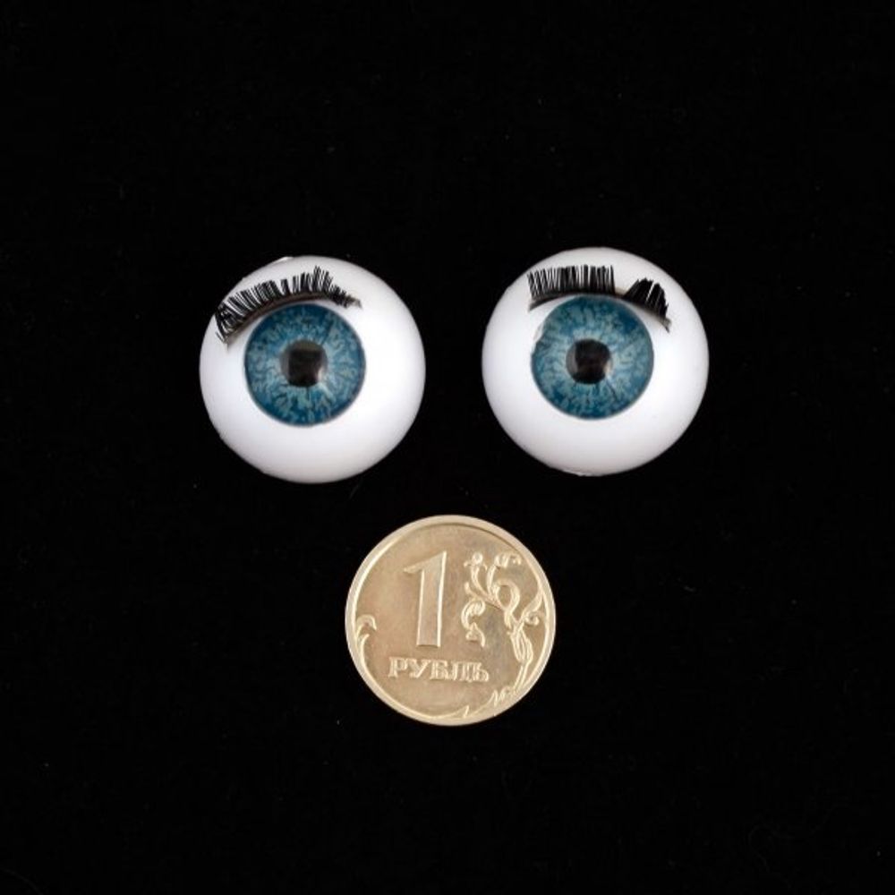 Глаза для кукол и игрушек с ресницами, TR-22, цв. голубой, уп. 10 шт