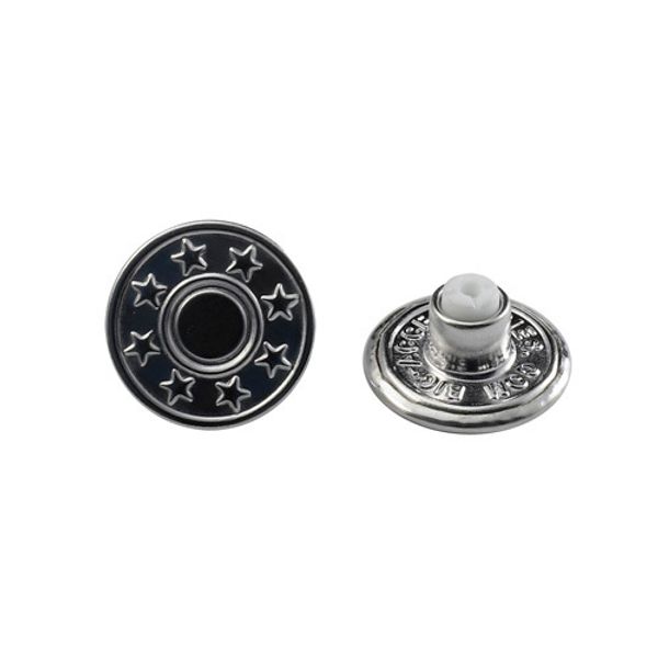 Пуговицы джинсовые ⌀17 мм, фиксированная ножка (БЕЗ ГВОЗДЯ), никель, 100 шт