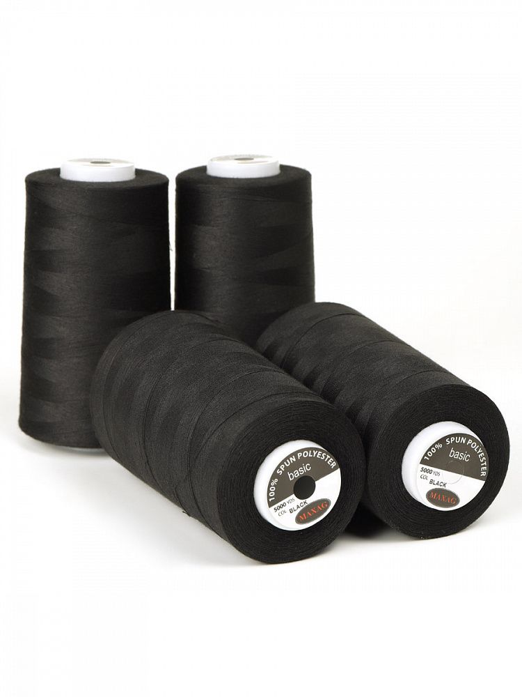 Нитки швейные Max 40/2, 4570 м (5000 ярд), 000 черный / 4 бобины