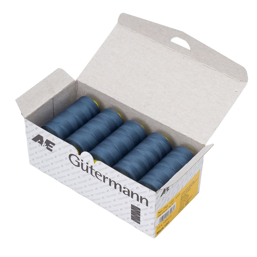 Нитка Gutermann Mara 120 (1000 метров), 1 кат., универсальная | 068 серо-синий