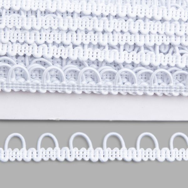 Тесьма с эластичными петлями 13мм / 18,29м (белый)