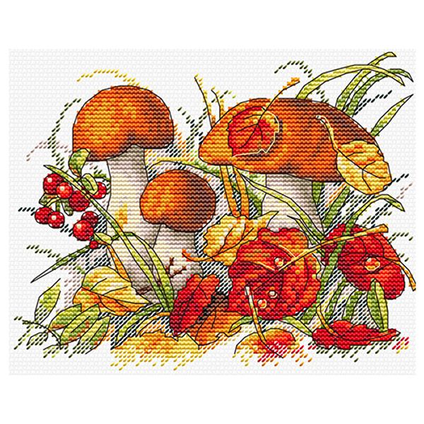 Набор для вышивания нитками МП Студия, Дары осеннего леса 18х13см