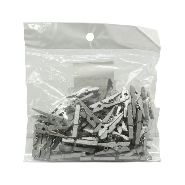 Прищепки цветные 2,5см (серебро), 50 шт