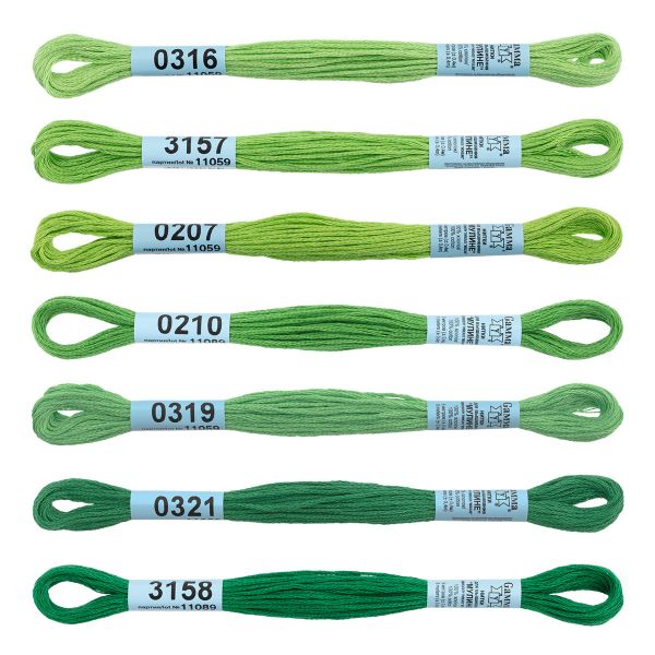 Мулине Gamma набор Спектр, цв.apple, 7 мотков по 8 метров