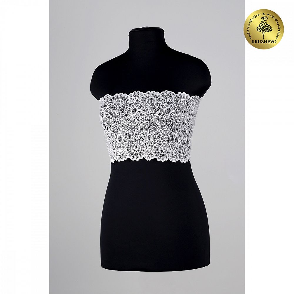 Кружево бельевое эластичное 205 мм / 25 м, 269, цв.01 белый, Kruzhevo