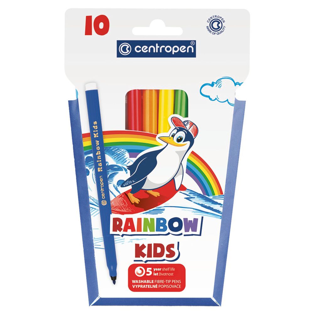 Набор цветных фломастеров Rainbow Kids PA 10 цв, 7550/10- 7 7550 1002, Centropen 7550/10