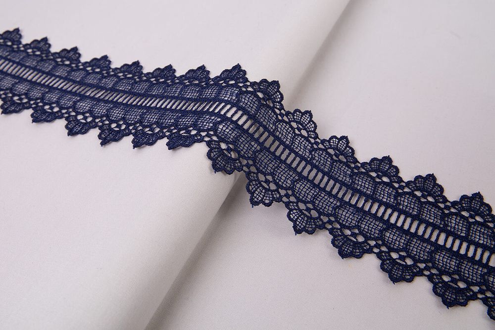 Кружево гипюр (плетёное) 80 мм / 10 ±0.2 м, Турция, т.синий, Blitz BLGM-8001