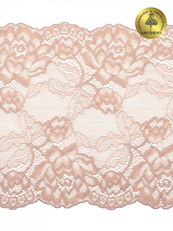 Кружево бельевое эластичное 180 мм / 3 метра, TBY.L838, 168 серебристый пион