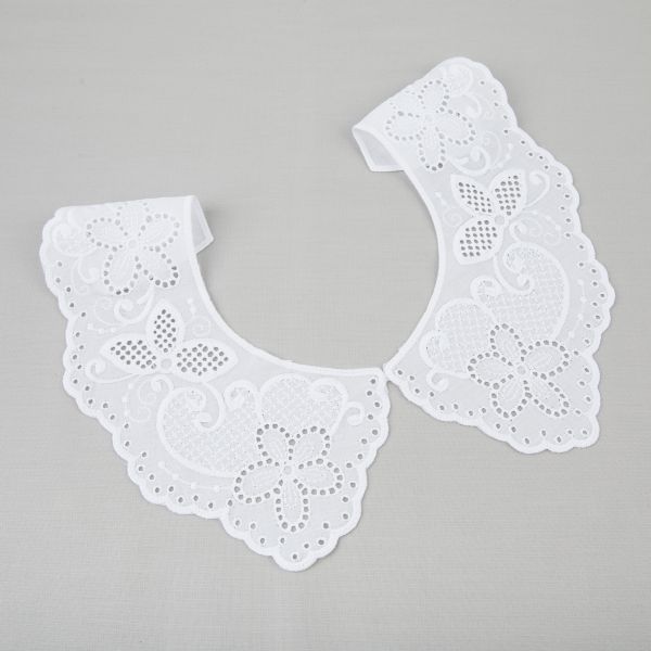 Пришивной кружевной воротник шитьё 120 мм, 5 пар Турция, белый, Gamma VYEM-27-01M