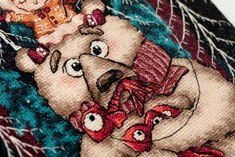 Набор для вышивания нитками Panna, Зимняя рыбалка, 17х17 см