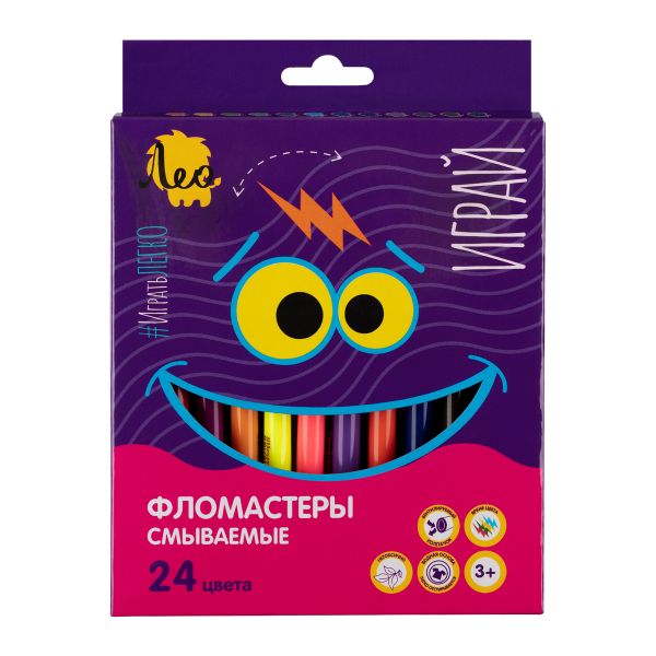 Фломастеры смываемые 24 цв, Лео LPFP-24