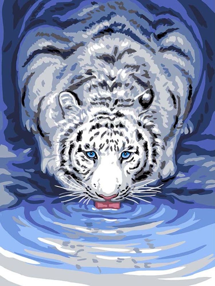 Рисунок для вышивания Grafitec (канва жесткая), &quot;Белый тигр&quot;, 30х40 см