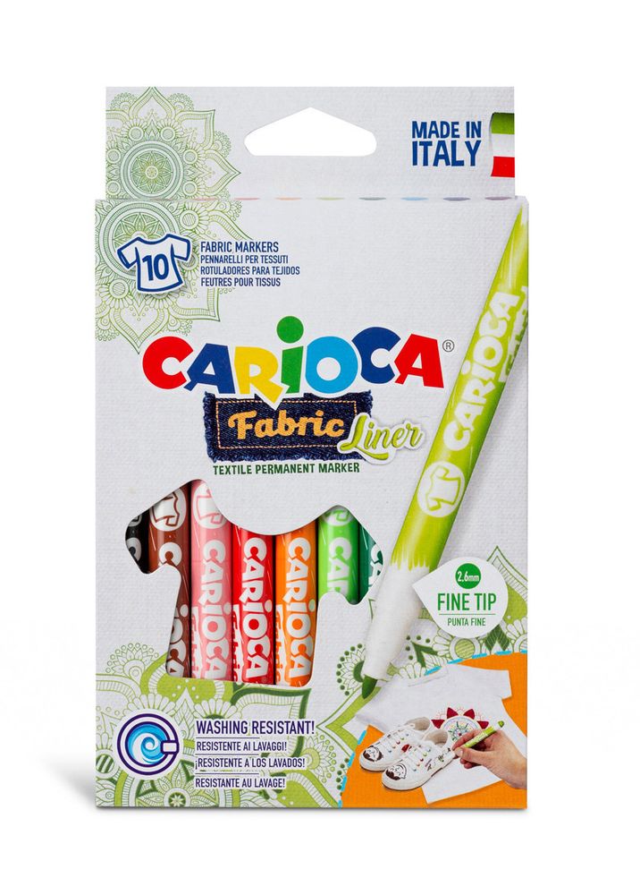 Фломастеры для ткани Carioca Fabric Liner 10 цв 42909