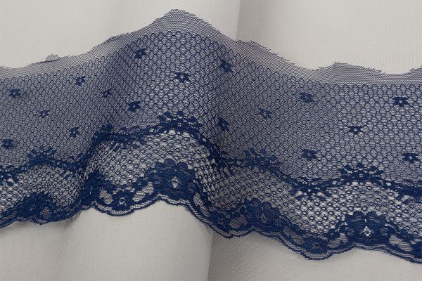 Кружево на сетке широкое 175 мм / 25 м, 029 т.синий, Blitz LCE-28