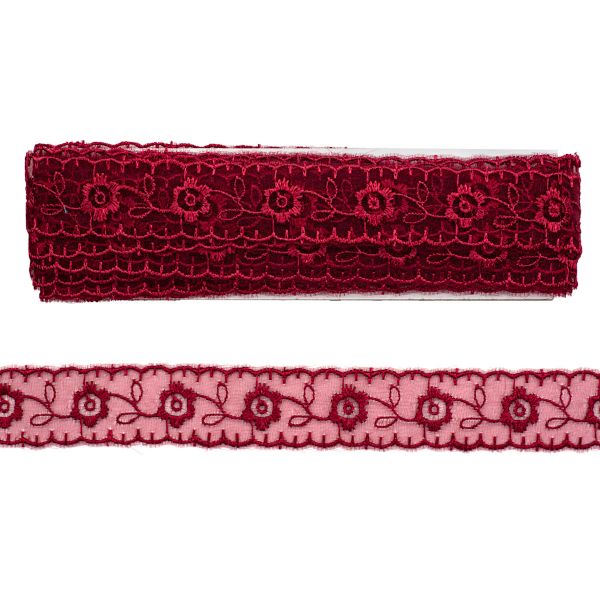 Кружево капроновое 22 мм / 6.8 м, (±4 см) 0574-1003, A574 бордо