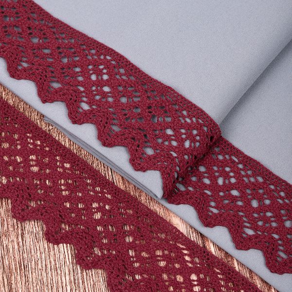 Кружево вязаное (тесьма) 50 мм / 3 метра, хлопок, TBY.1003, F178 бордо