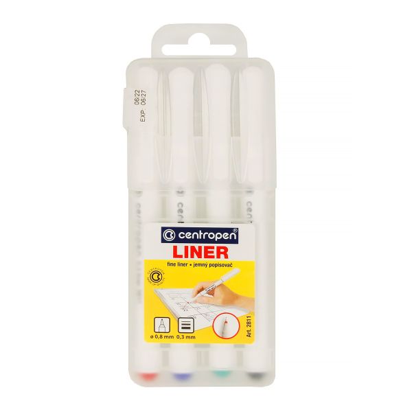 Набор линеров 0.3 мм, 4 цв. 2811/4 мм, 2811/4, Centropen 2811/4