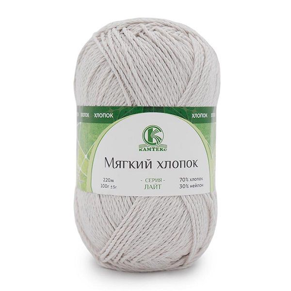 Пряжа Камтекс Мягкий хлопок / уп.10 мот. по 100 г, 220 м, цв.007 лен