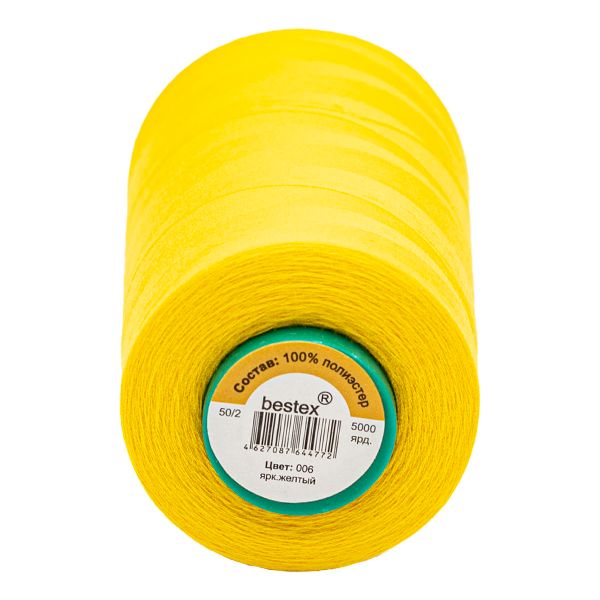 Нитки универсальные Bestex 50/2, 4570 м (5000 ярд) / 1 кат., 006 ярко-желтый
