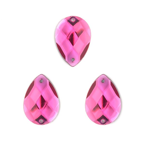 Стразы пришивные акриловые 13x18 мм капля цв.08 малиновый, уп.100 шт
