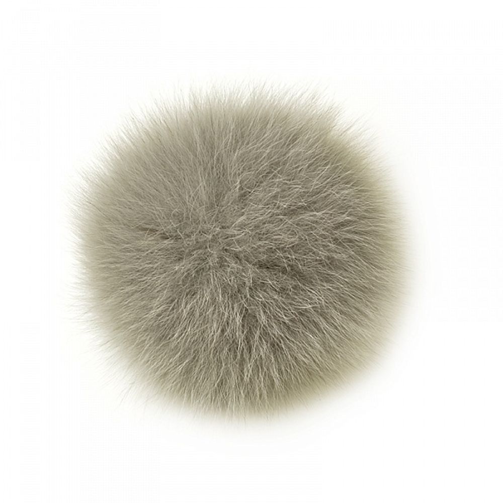 Помпон из натурального меха 100 мм, песец, PNP024, серый