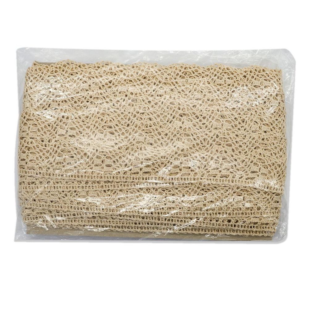 Кружево вязаное (тесьма) хлопковое 30 мм / 25 метров, одностор. (02 бежевый)