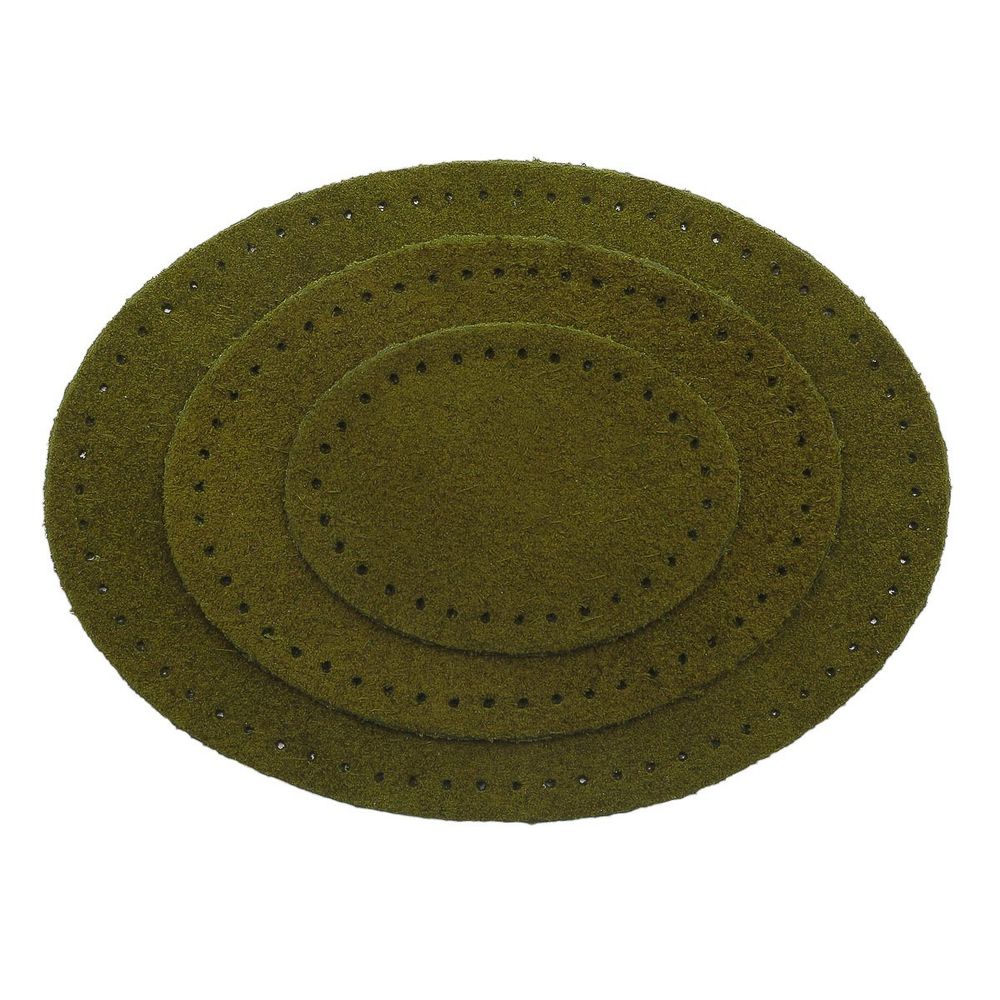 Набор заплаток пришивных из замши, овал 4х5,5см, 6х8,2см, 8х10,9см, с перфорацией, 3 шт (33 хаки), 59404