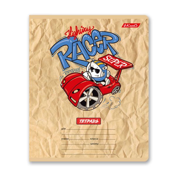 Тетрадь ученическая школьная, выборочный лак, A5+ 12 л. на скобе 65 г/м², белизна 100%, 25 шт, клетка, 000702 Весёлый Райдер, Светоч 12ТЕТк-003