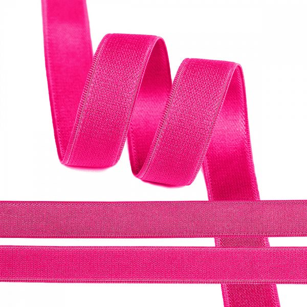 Резинка бельевая (бретелечная) 15.0 мм / 50 метров, RBB05 розовый неон A1402