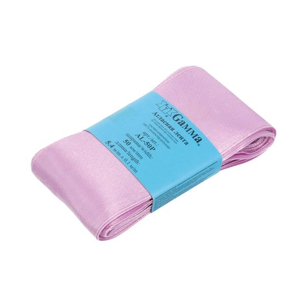 Лента атласная 1-сторонняя 50.0 мм / 5 шт по 5.4 метра, №153 лавандовый, Gamma AL-50P