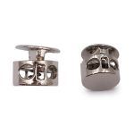 Фиксатор (зажим) для шнура металл 2 отв., 10.5х11.8 мм, ⌀3.7 мм, металл, Silver (серебристый), MFR08, 10 шт