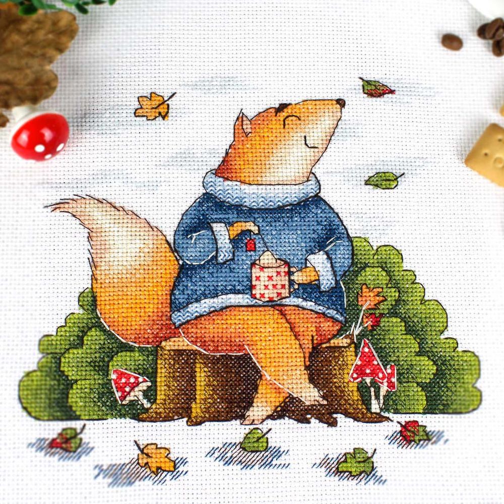 Набор для вышивания нитками МП Студия, Осенний релакс 18х19см