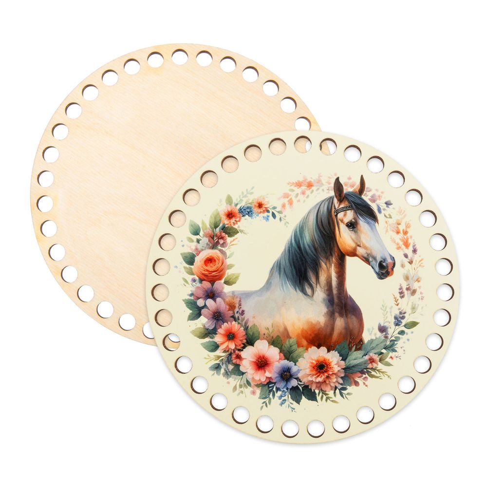 Набор донышек для вязания Глянцевый фанера ⌀15х0.4 см, 2 шт, 08 Лошадь, Love2art ДВ-01